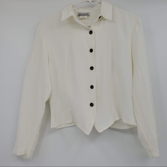 mirrors Tops - Mirrors Vintage White Button Up Shirt Gold Accent
